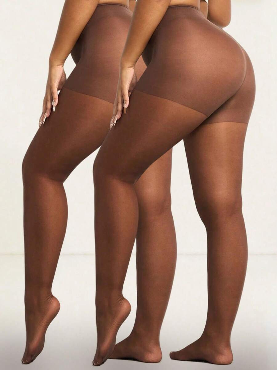 2 Pairs Women's Sexy 20D Transparent Pantyhose, High Waist Tight Fit Sheer Tights, Fashionable & ... | SHEIN