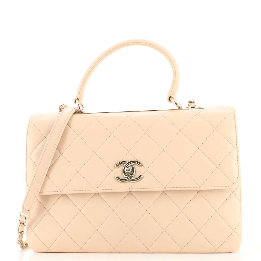 Chanel Trendy CC Top Handle Bag Quilted Lambskin Medium Neutral 1459185 | Rebag