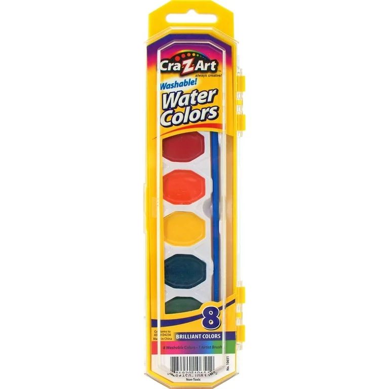Cra-Z-Art 8 Count Washable Watercolor Paints with Brush, Multicolor, Child to Adult, Back to Scho... | Walmart (US)