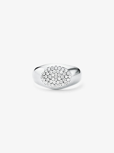Precious Metal-Plated Sterling Silver Pavé Signet Ring | Michael Kors US