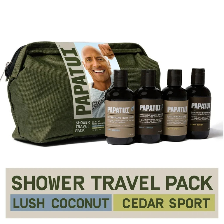 Papatui Holiday Gift Set, Men's Shower Travel Pack Dopp Kit, 4 Minis, Body Wash, Shampoo + Condit... | Walmart (US)