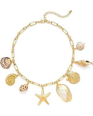 CLASSYZINT Shell Necklace Shell Conch Starfish Charm Necklace Boho Summer Necklaces Beach Jewelry... | Amazon (US)