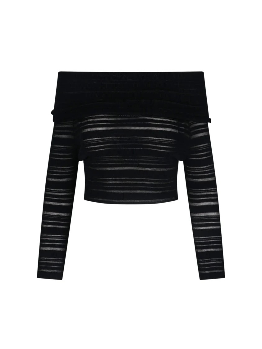 Striped Crop Top - Black | Shop Simon