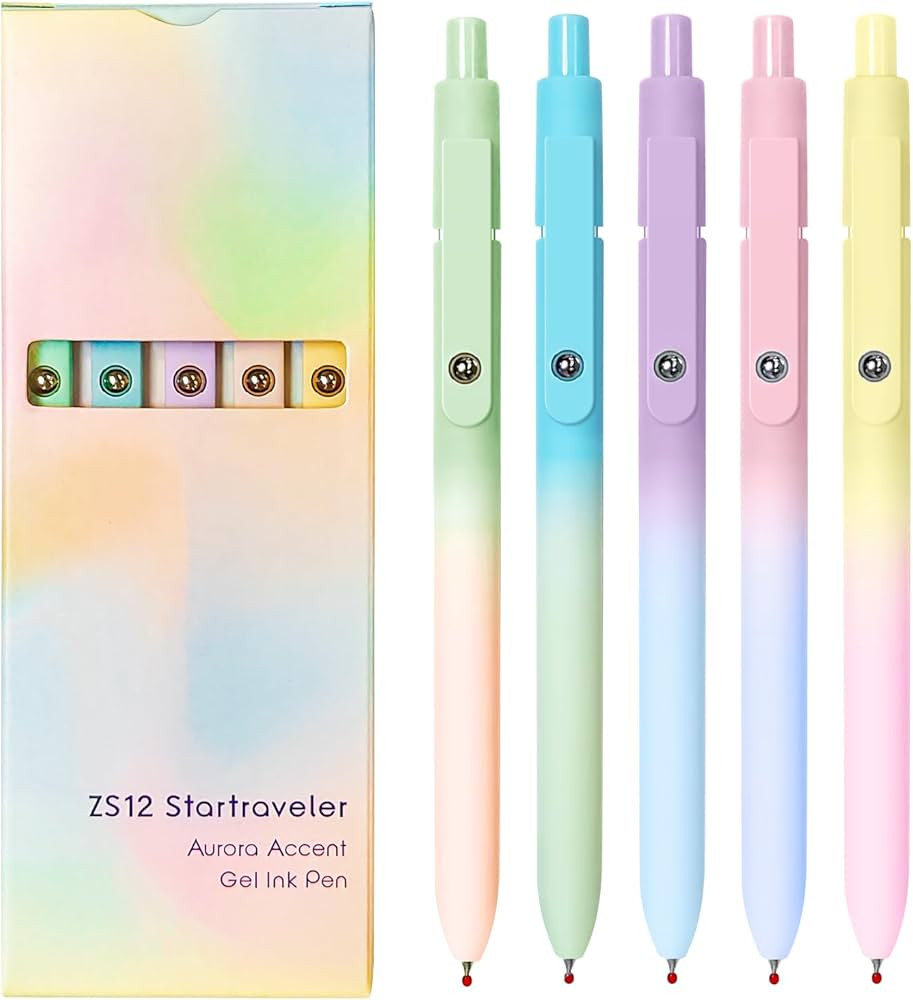 Gel Pens, 5 Pcs Black Ink Pens for Women, 0.7mm Medium Point Smooth Writing Pens with Silicone Gr... | Amazon (US)
