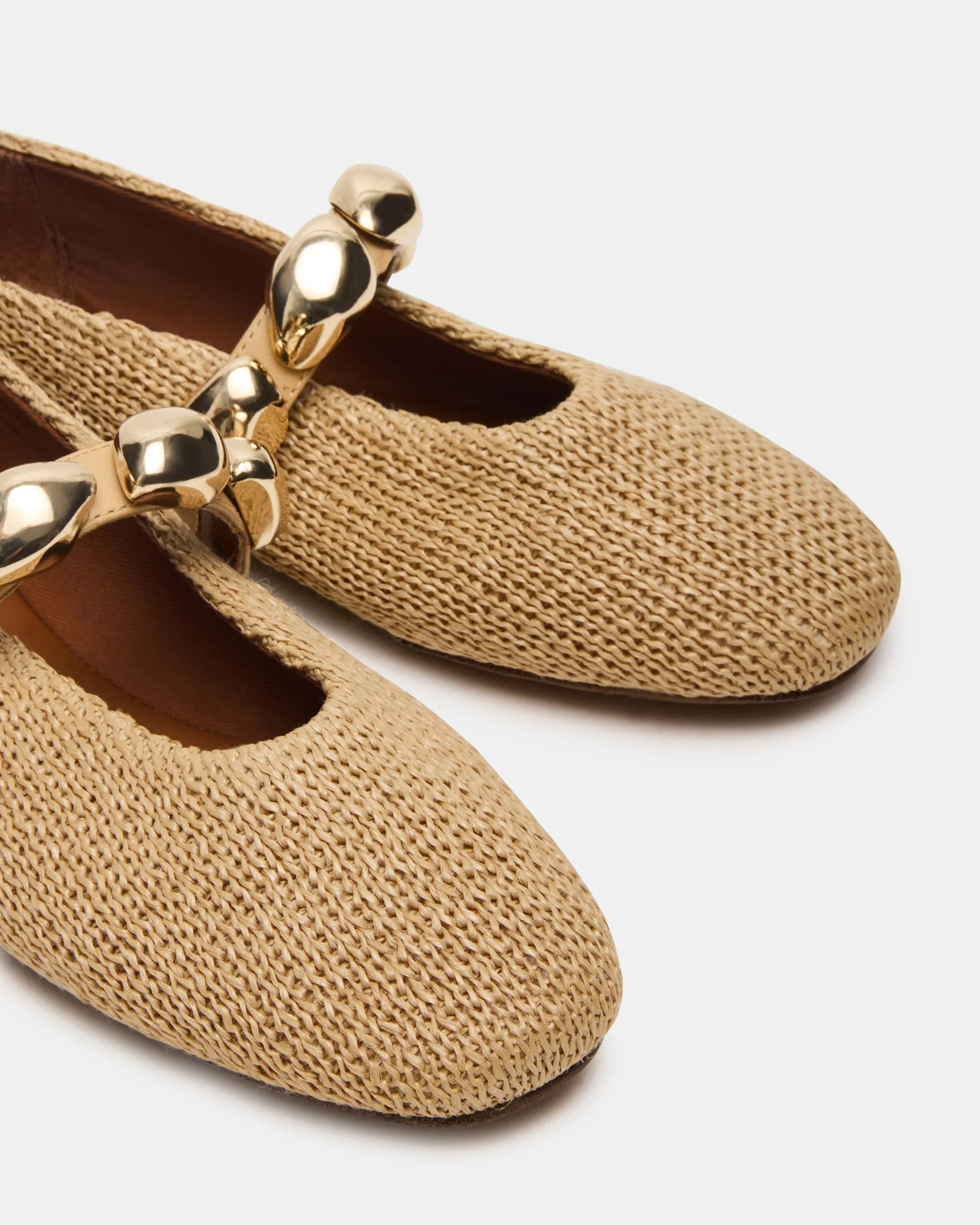 POPPIN Natural Raffia Mary Jane Ballet Women's Flat | Steve Madden (US)