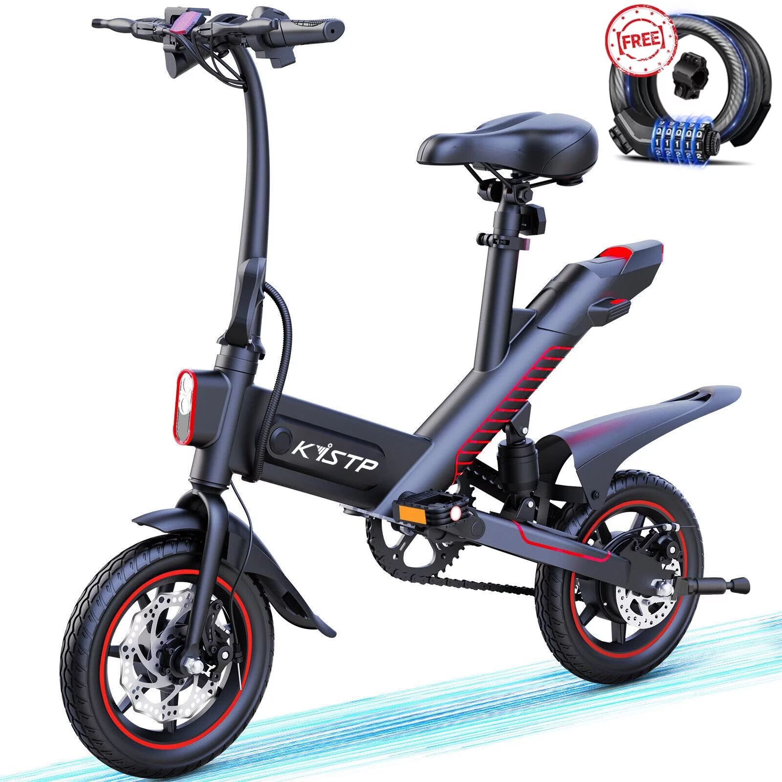 Kistp 14" 450W Folding Electric Bike for Adults, 18.6MPH 3 Riding Modes Electric Bike with 36V 10... | Walmart (US)