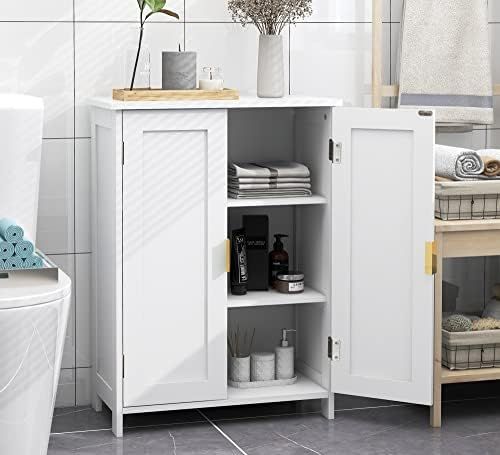 Amazon.com: TaoHFE Grey Bathroom Storage Cabinet,Bathroom Cabinets Freestanding with 2 Doors,Towe... | Amazon (US)