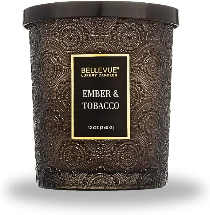 Ember & Tobacco - Vela perfumada de lujo, 12 onzas, cera de mezcla de soja, doble mecha, fraganci... | Amazon (US)