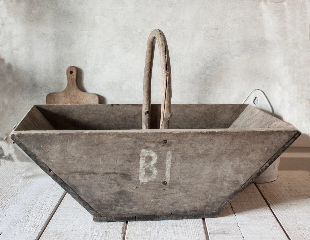 Large Antique French Wooden Basket | Etsy (US)