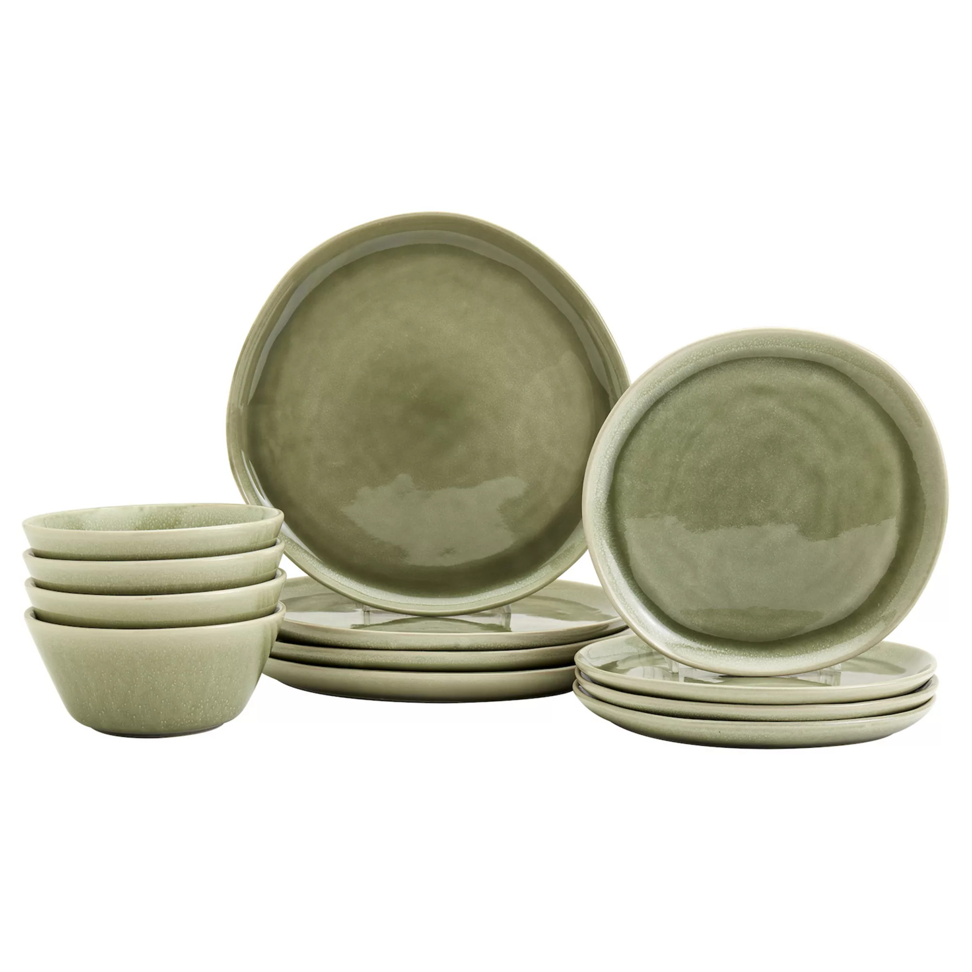 Mingle & Co. 12-piece Reactive Green Dinnerware Set | Kohl's