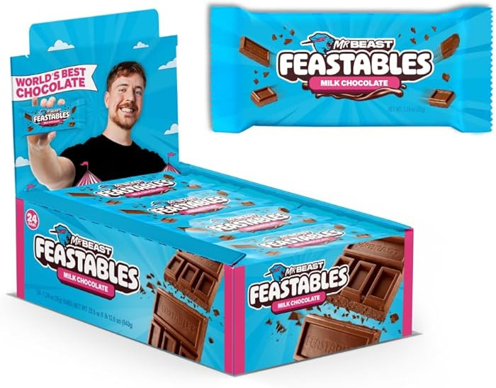 Feastables MrBeast Milk Chocolate Chocolate Bar, Full Size Bar for Adults & Kids, Candy Bars, Sna... | Amazon (US)