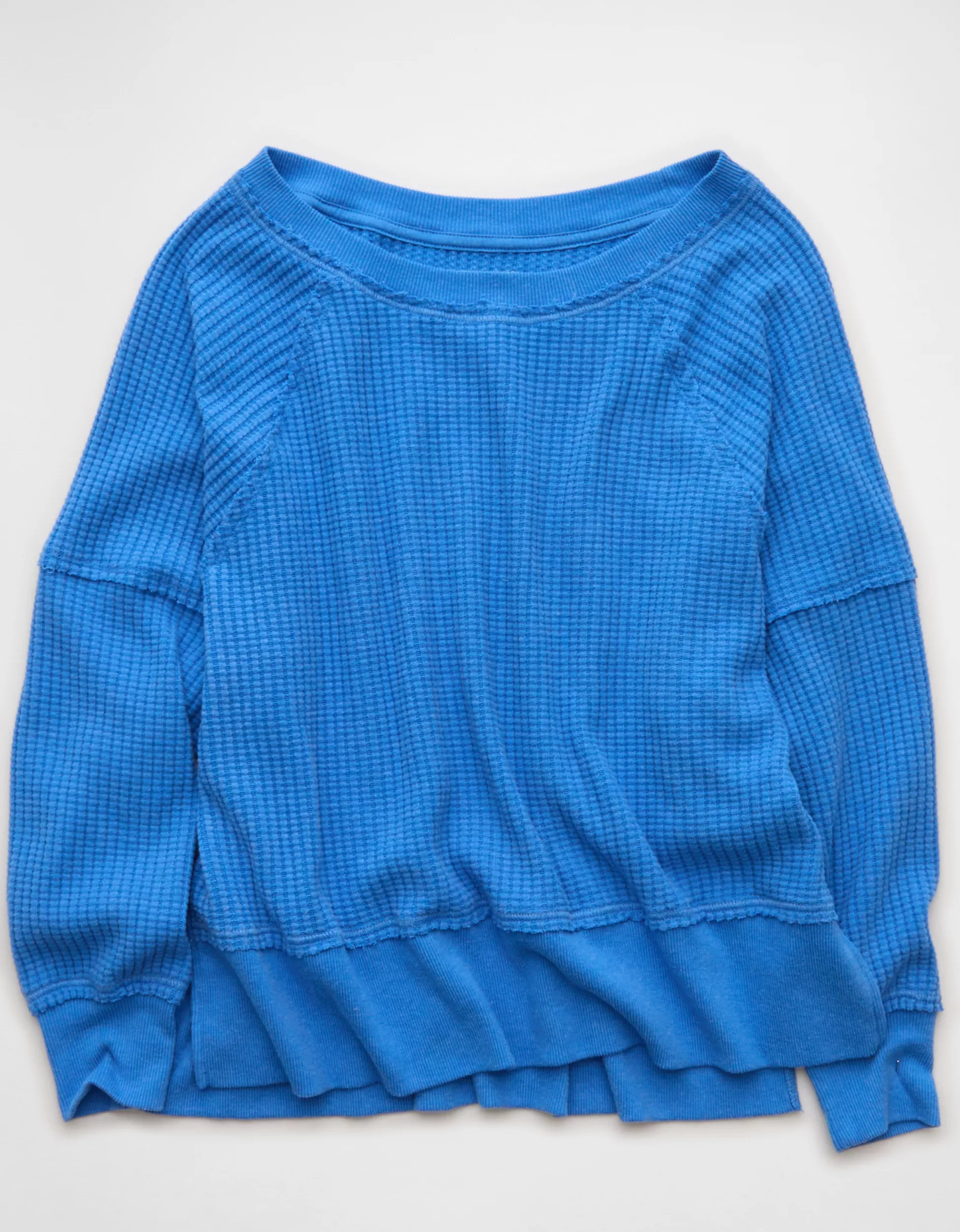 AE Big Hug Off-the-Shoulder Waffle Sweatshirt | American Eagle Outfitters (US & CA)