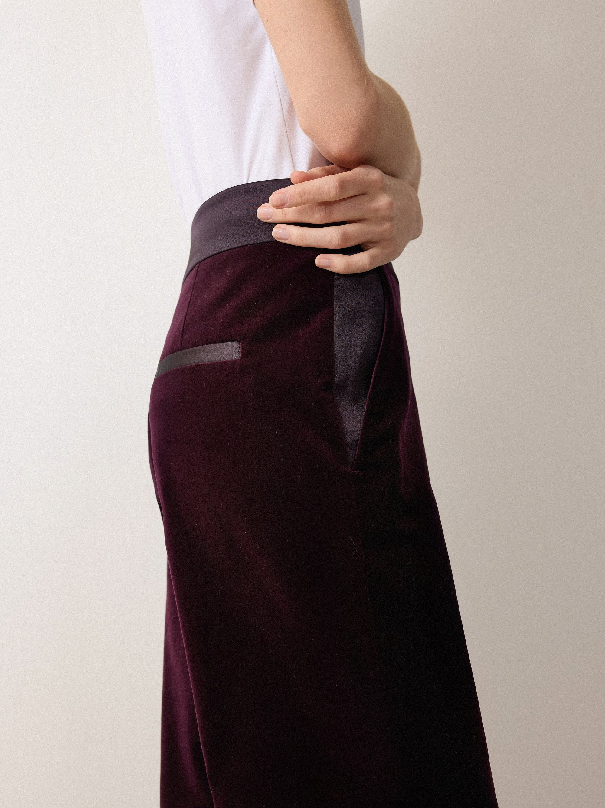 Velvet Satin Tailored Trouser | Purple | Jigsaw (UK)