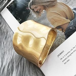 YBMYCM Wide Cuff Chunky Gold Bracelets for Women Open Cuff Bangles Adjustable Wrist Cuff Bracelet... | Amazon (US)
