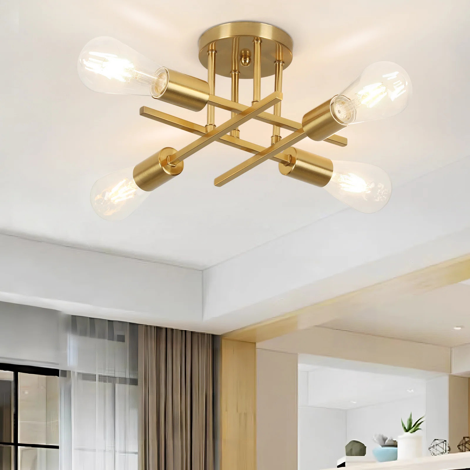 Hannah-Jayne 14.17'' Sputnik Modern Linear Flush Mount | Wayfair North America