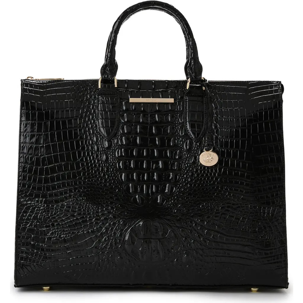 Brahmin Business Croc Embossed Leather Tote in Black at Nordstrom | Nordstrom