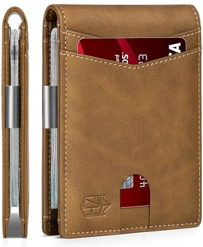 Zitahli Money Clip Wallets for Men,Slim Bifold Wallet 10-12 Cards, Mens Leather Wallet with ID Wi... | Amazon (US)