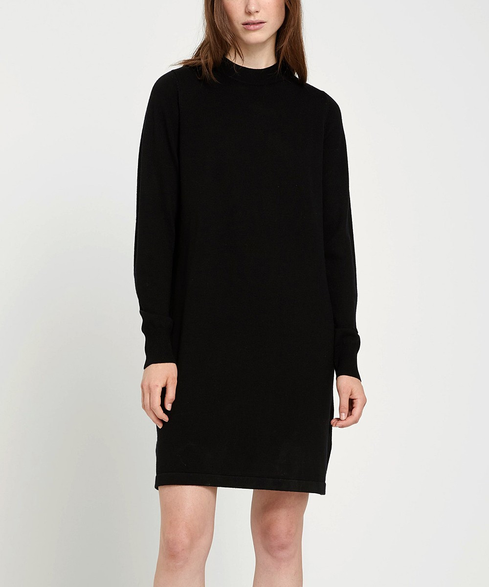 Frank and Oak Women's Casual Dresses Black - Black Merino Wool Mock Neck Sweater Dress - Women | Zulily