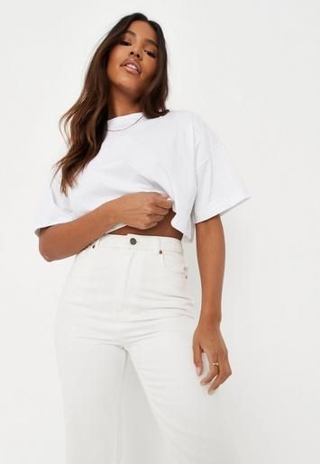 Missguided - White Short Sleeve Crop Oversized T Shirt | Missguided (UK & IE)