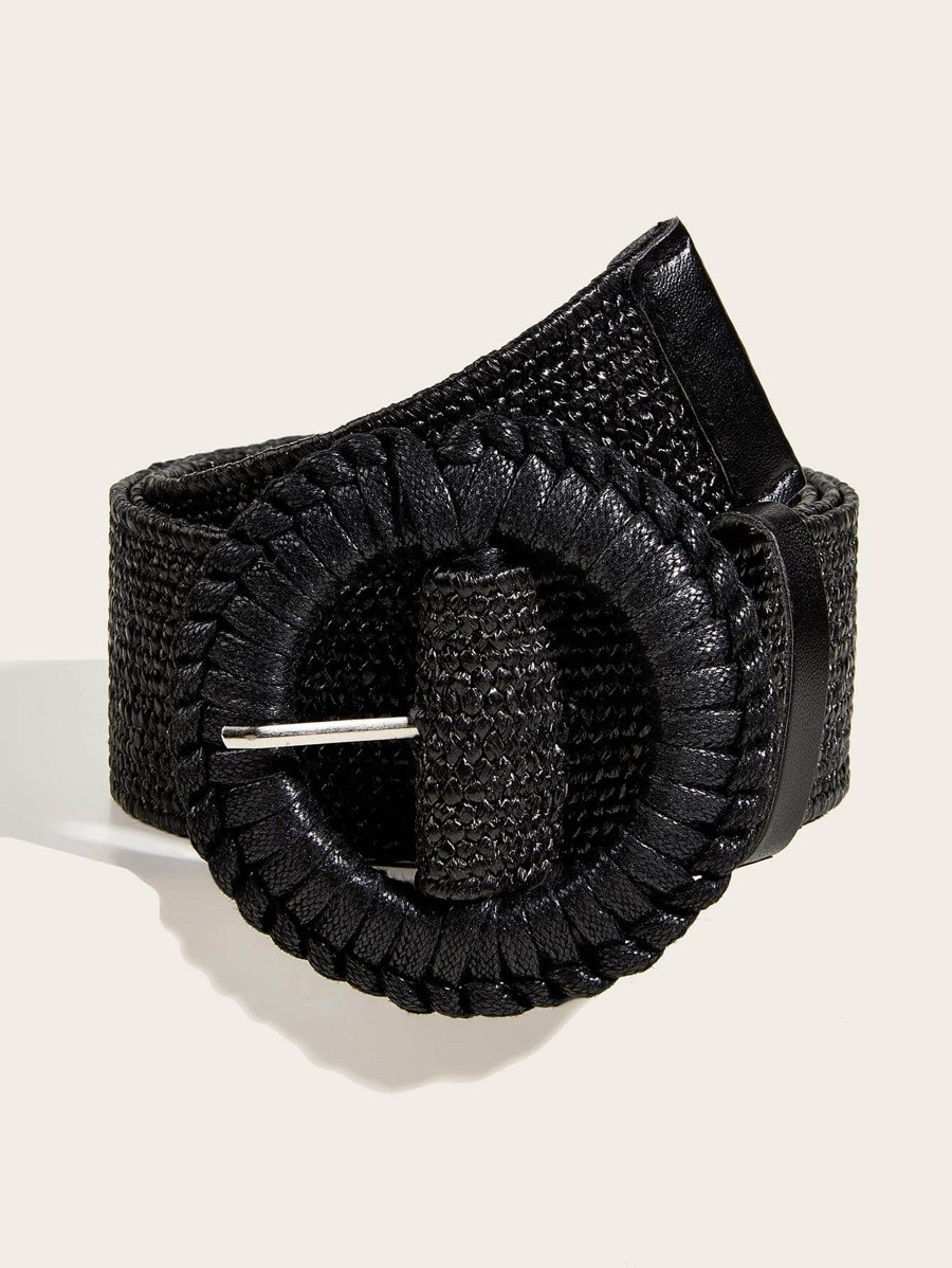1pc Women Braided Detail Round Buckle Decor Fashionable Belt For Daily Life Halloween | SHEIN