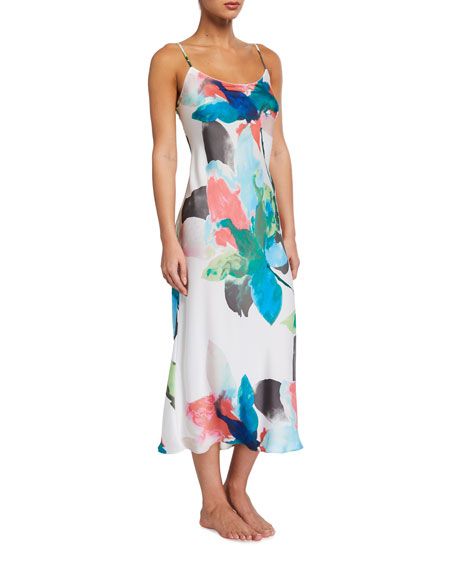 Natori Printed Satin Nightgown | Neiman Marcus