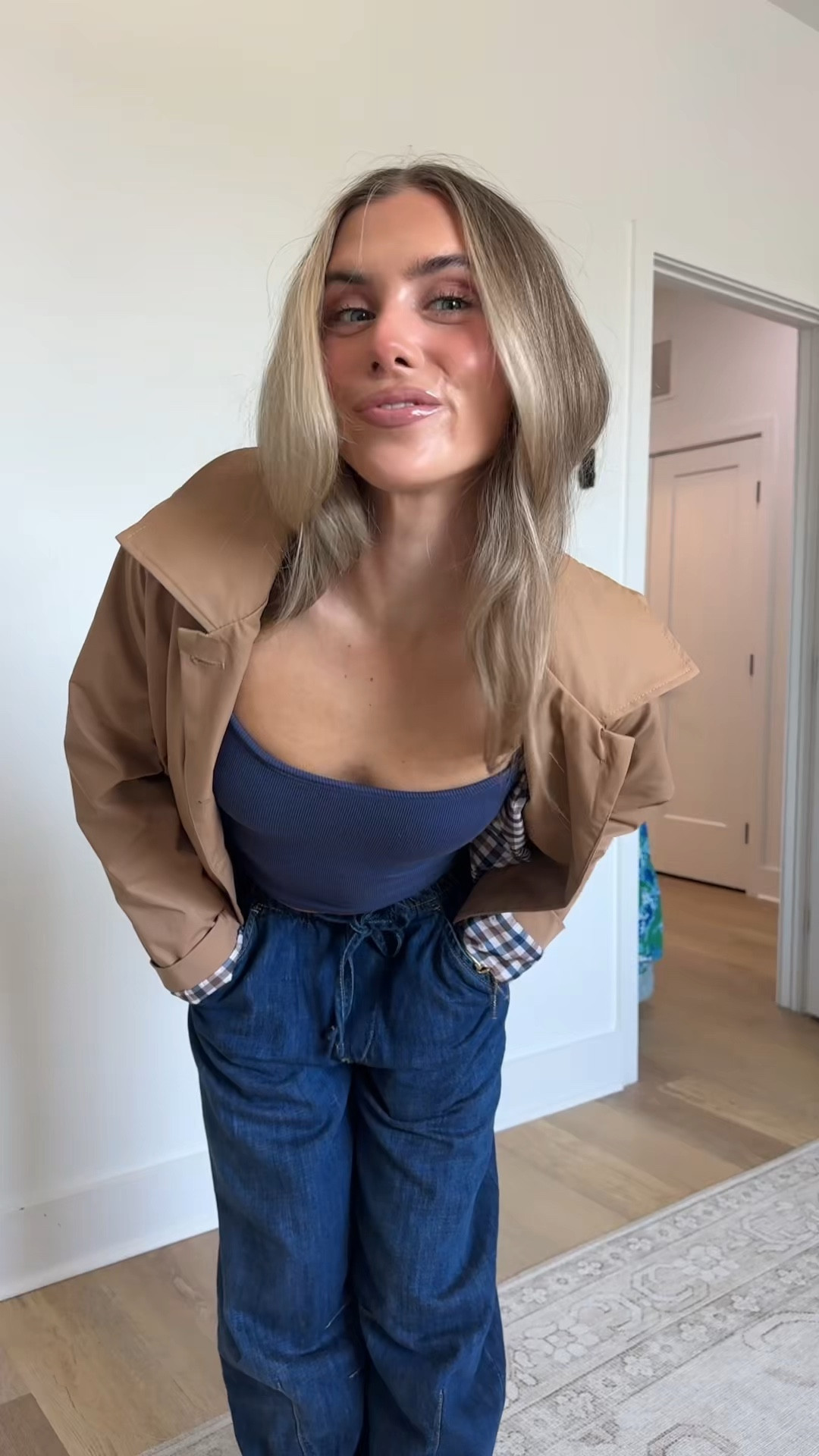 My favorite amazon cropped trench coat size small layered overtop my Klassy ribbed Brami tank top it has a built in bra size xs and my gap horseshoe denim jeans with the drawstring waist I’m wearing size 24/00/xs

#LTKootd #LTKgrwm #LTKdayinmylife