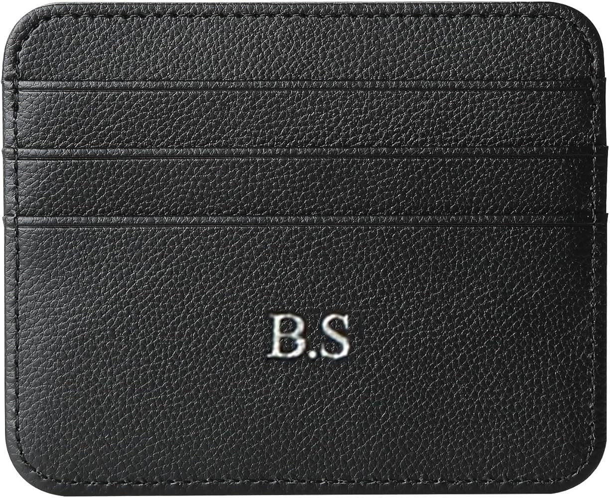 Personalized Credit Card Holder Wallet for women, Custom Gold Silver Initial letters Cute PU Leat... | Amazon (US)