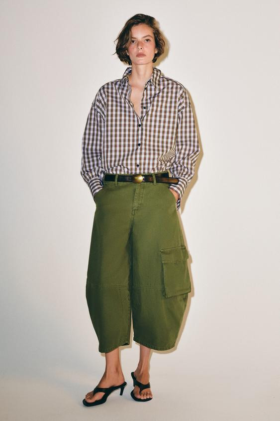 Zara - Zw Collection Oversized Plaid Shirt - Red - S - Woman | Zara Canada