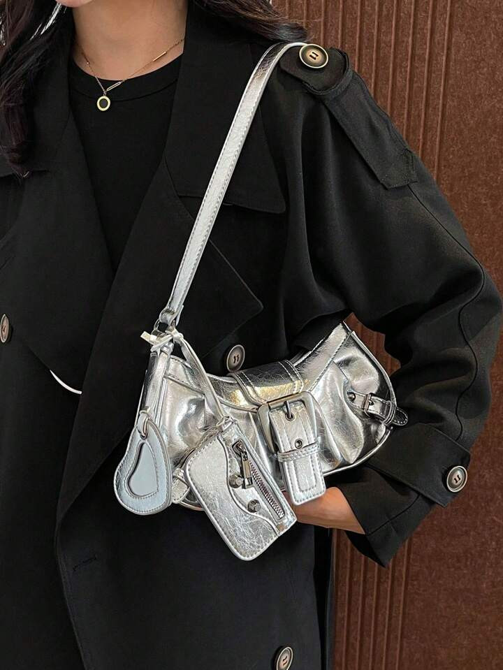 Retro Bag 1PC Y2K Gothic Fashionable Type Rivet Decoration Vintage Block Decoration Women's Shoulder Bags And Shoulder Botes Are Adjusted For Daily Travel, Niche Design, Steampunk, Goth,Bag For Women, Cool Girls Street Wear,Peferct For Music Festival, Concert, Rock Style Bag For Women | SHEIN