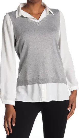 Button Front Sweater Vest Shirt | Nordstrom Rack