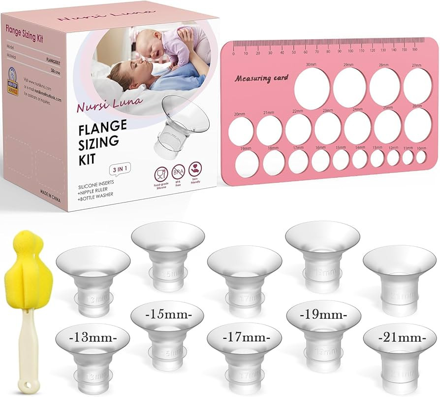 Flange Sizing Kit 3 in 1 Ultimate with 10PCS Flange Inserts 13/15/17/19/21mm, Nipple Ruler, Clean... | Amazon (US)