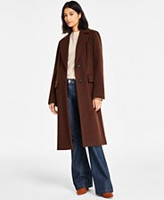 DKNY Women's Notched-Collar Double-Breasted Wrap Coat - Macy's | Macy's