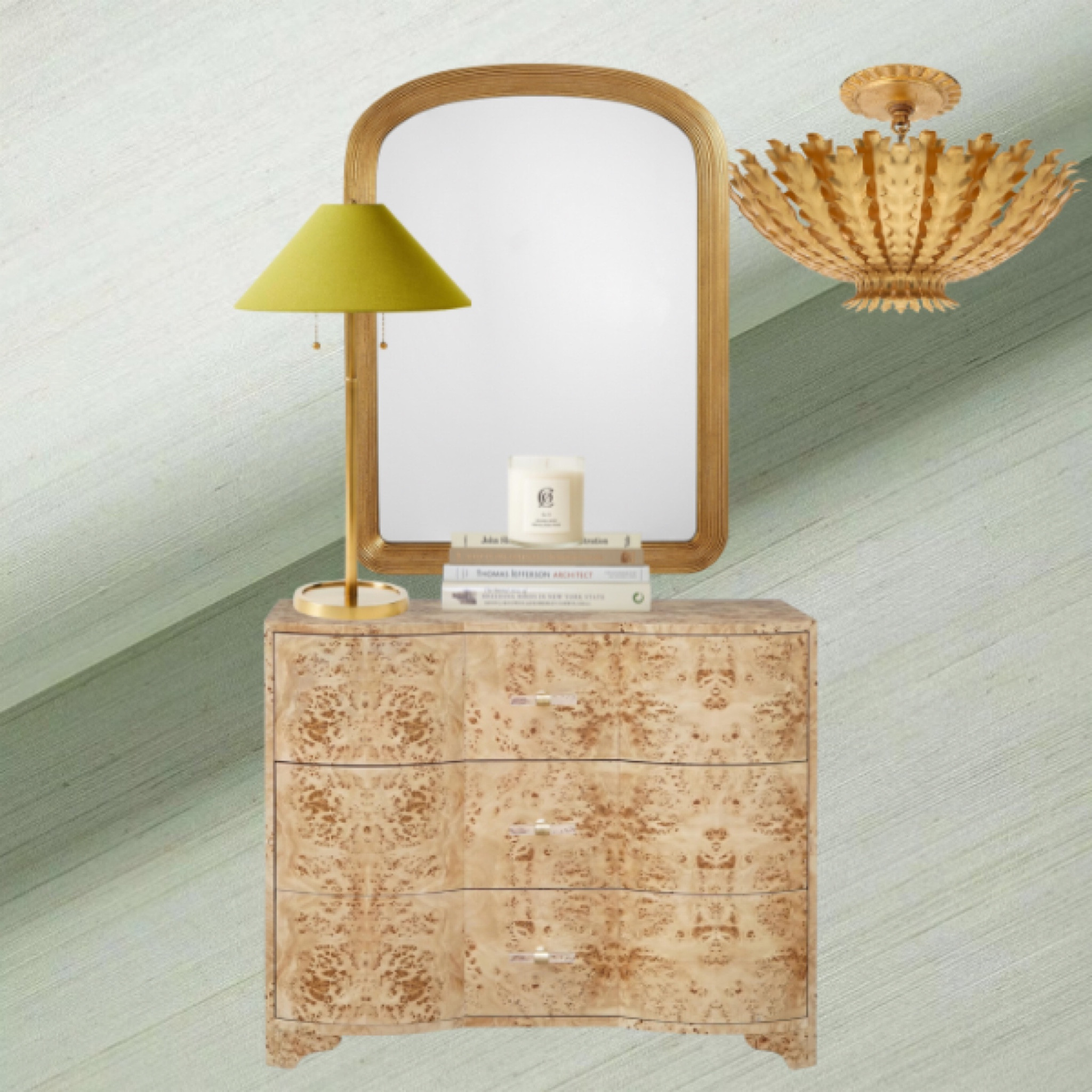 Designing our entry space! I love a grasscloth wallpaper and have wanted to use this burlwood chest and gold light fixture somewhere in our home! 

I also included look for less for options!

#LTKStyleTip #LTKHome #LTKSaleAlert