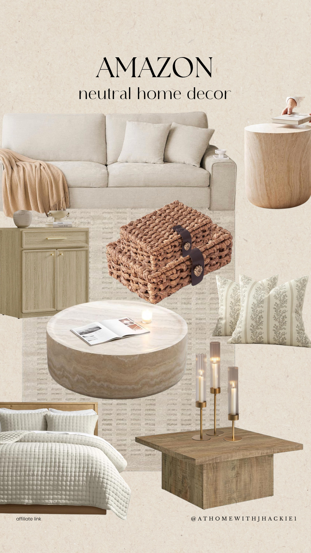 Amazon home decor, Amazon home finds, Amazon neutral home decor, neutral home decor, neutral home finds, Amazon furniture finds, organic modern decor, organic modern home, transitional home decor, modern neutral decor, warm neutral home, cozy neutral home, elevated home decor, designer Amazon finds, affordable home decor, neutral living room, living room decor ideas, cream sofa, neutral sofa, wood side table, round side table, travertine coffee table, stone coffee table, neutral area rug, woven storage baskets, decorative storage boxes, neutral throw pillows, floral throw pillows, wood accent cabinet, neutral bedding, white bedding, quilted bedding, wood coffee table, modern coffee table, brass candle holders, cozy living room, earthy home decor, natural textures home decor, designer home look, Amazon home must haves, Amazon decor finds, timeless home decor, cozy home aesthetic

#LTKHome