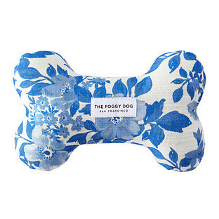 The Foggy Dog Dog Bone Squeaky Toy Blue Roses | The Container Store