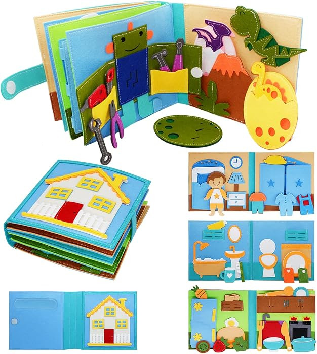 Montessori Felt Busy Book Toddlers Quiet Book Pretend Play Early Learning Educational Travel Toys... | Amazon (US)