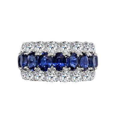 Three Row Sapphire Oval & Round Eternity Band | Fantasia by DeSerio