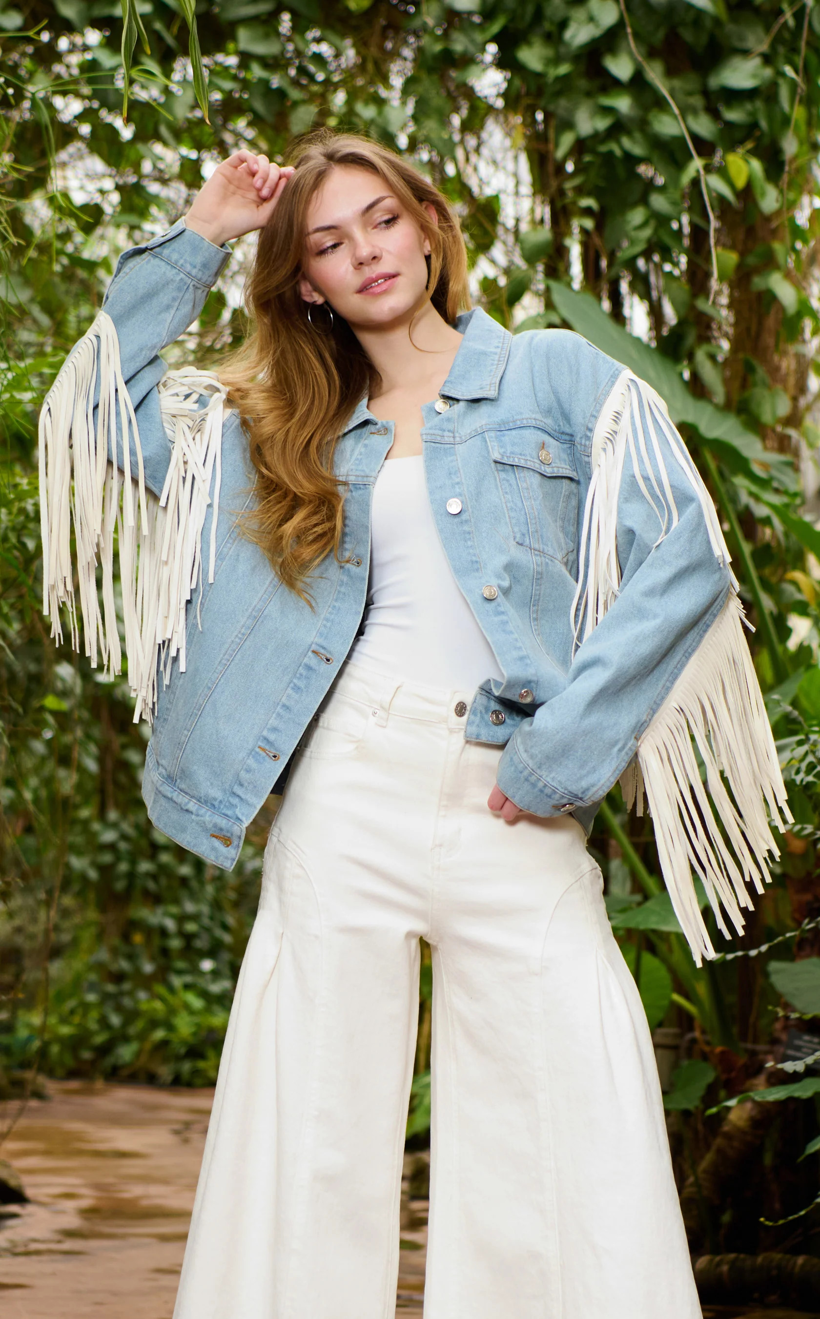 ARLA-DENIM FRINGE JACKET | Azalea Wang