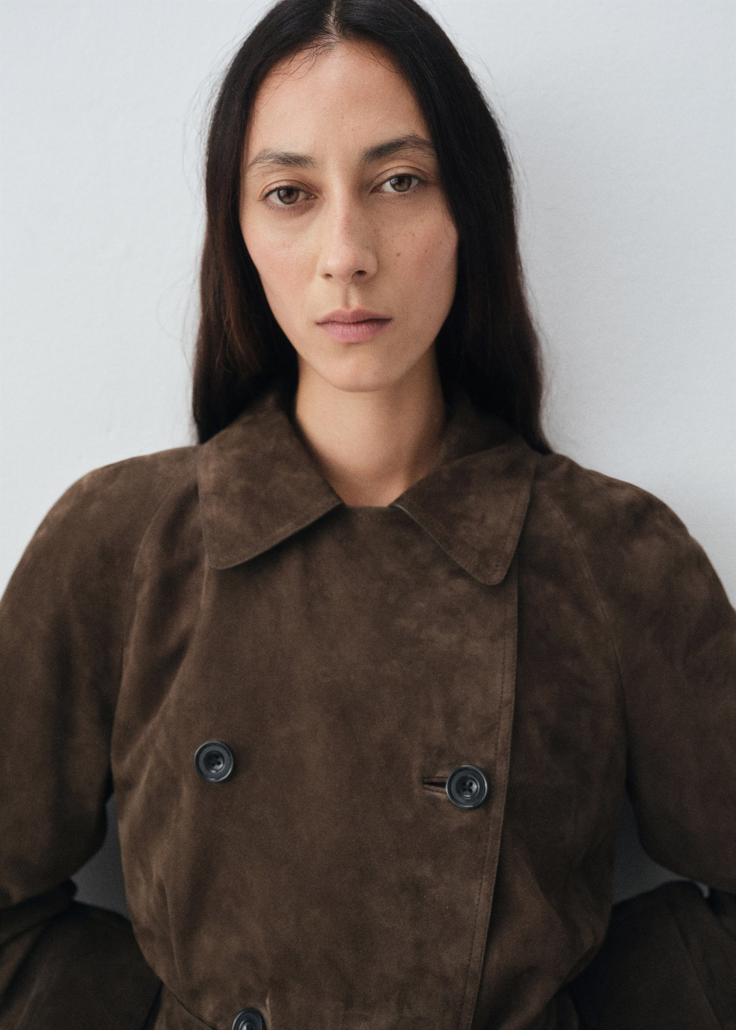 100% suede double-breasted trench coat - Women | MANGO USA | Mango (US/MX/AU)