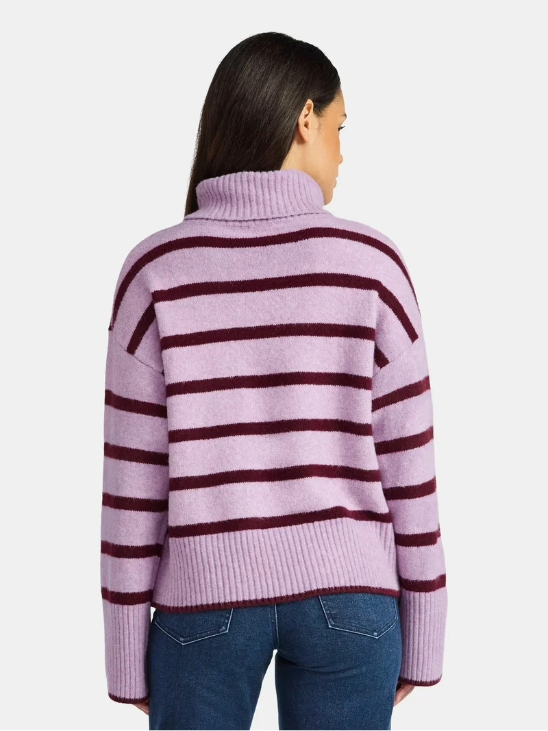 Time and Tru Women's Chunky Turtleneck Pullover Sweater with Long Sleeves, Mid-weight, Sizes XS-X... | Walmart (US)