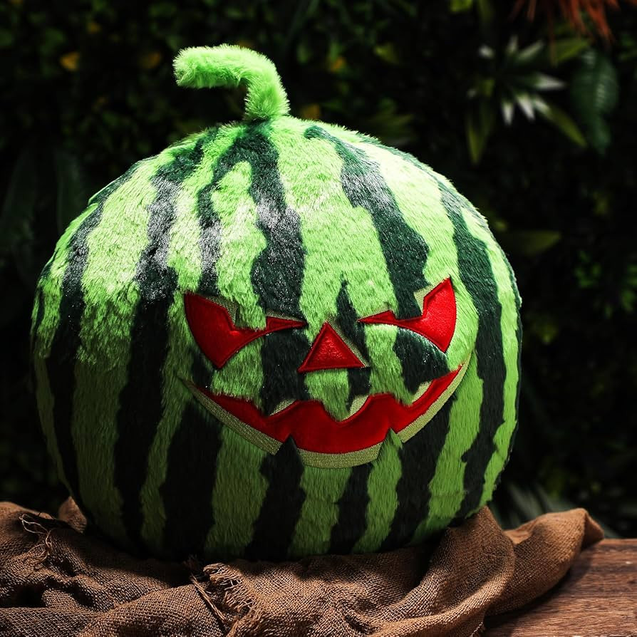 Halloween Summer Watermelon Jack-o-Lantern Throw Pillow, 13 x 13 Watermelon Shaped Soft 3D Decora... | Amazon (US)