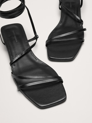 Italian Leather Strappy Kitten-Heel Sandal | Banana Republic (US)