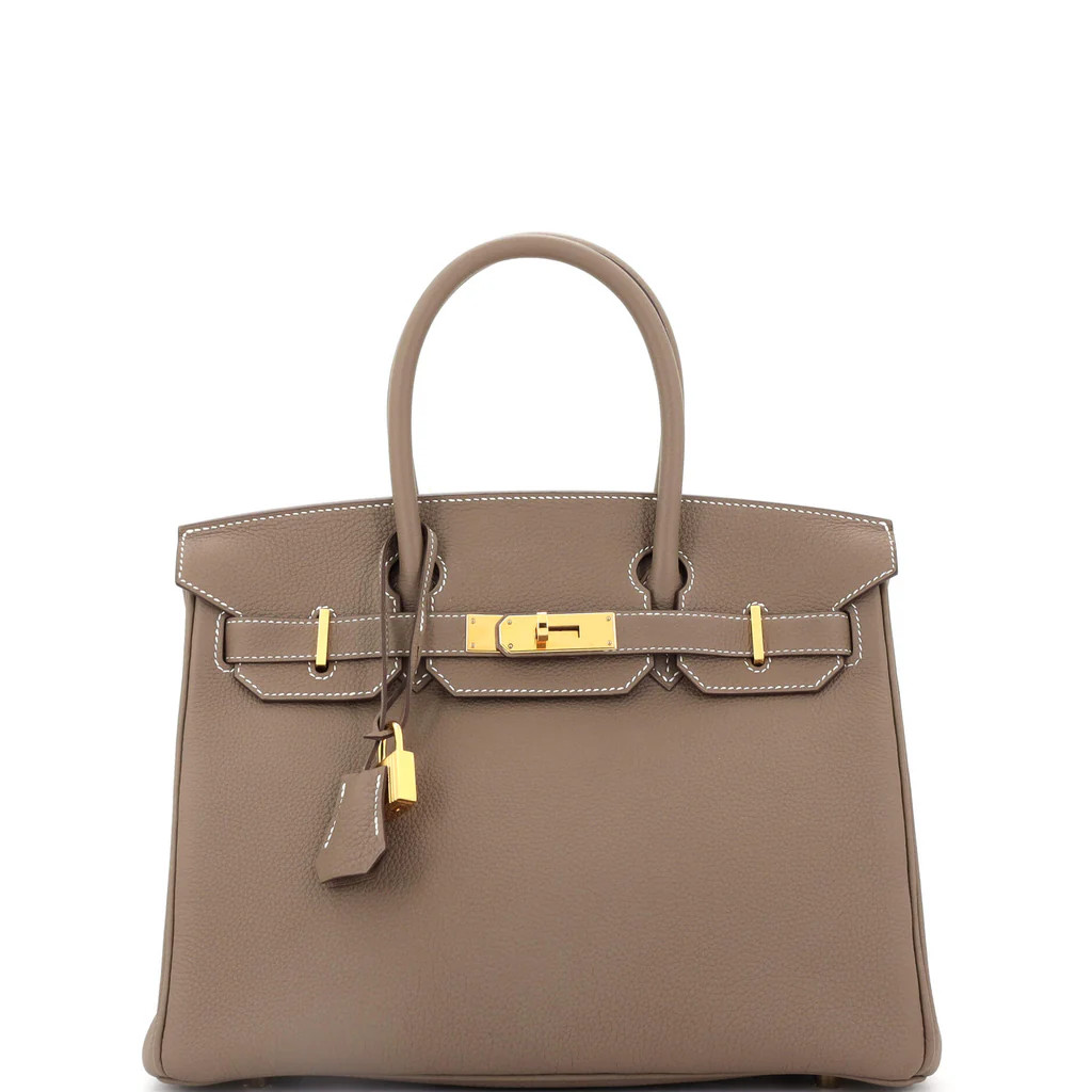 Birkin Handbag Grey Togo with Gold Hardware 30 | Rebag