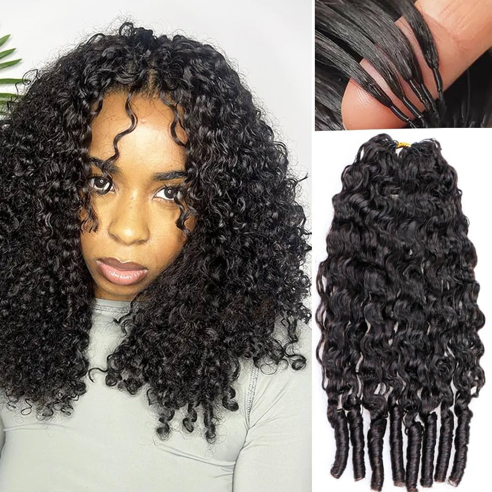 Burmese Curly Crochet Human Hair Pre-Separated Invisble Micro Loop Human Crochet Hair Extensions ... | Amazon (US)