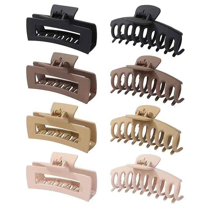 Claw Clips for Thick Thin Curly Hair, 8 Pack Big Hair Claw Large Hair Clips Non-Slip Accessories ... | Amazon (US)