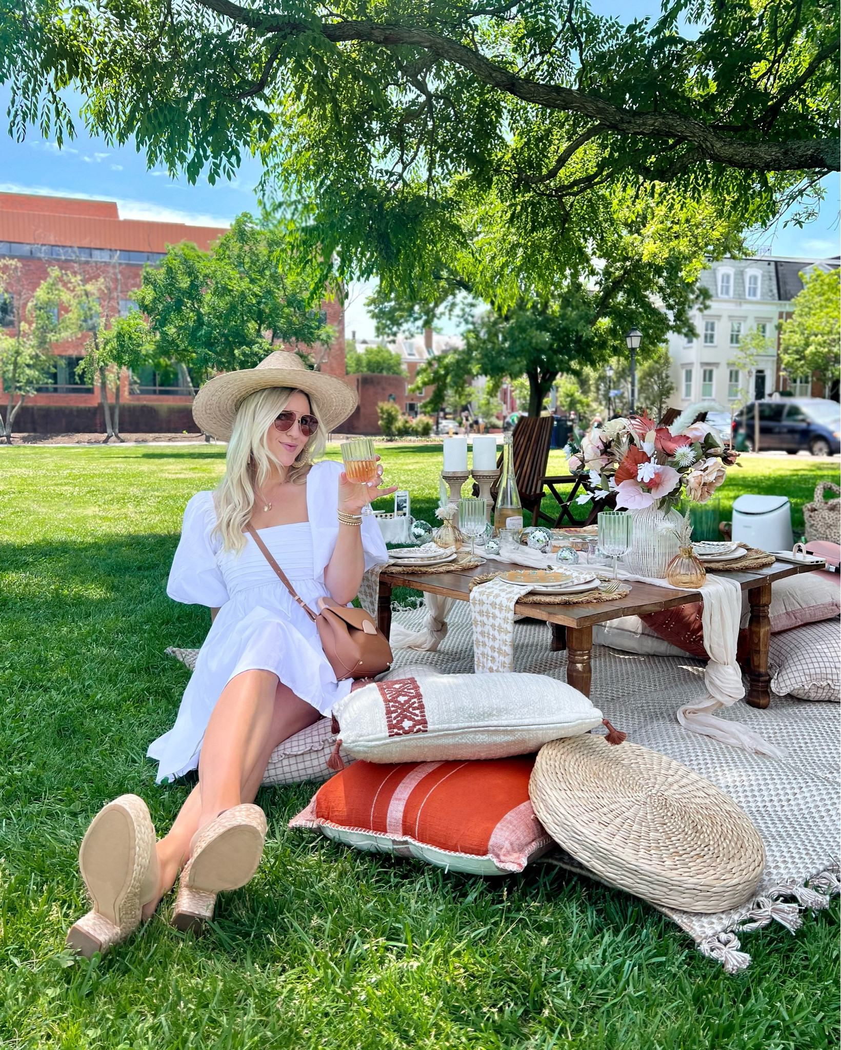 Abercrombie white puffy sleeve mini dress, dolce vita neutral espadrilles, lack of color straw hat, revolve aviator sunglasses 

#LTKstyletip #LTKSeasonal #LTKunder100