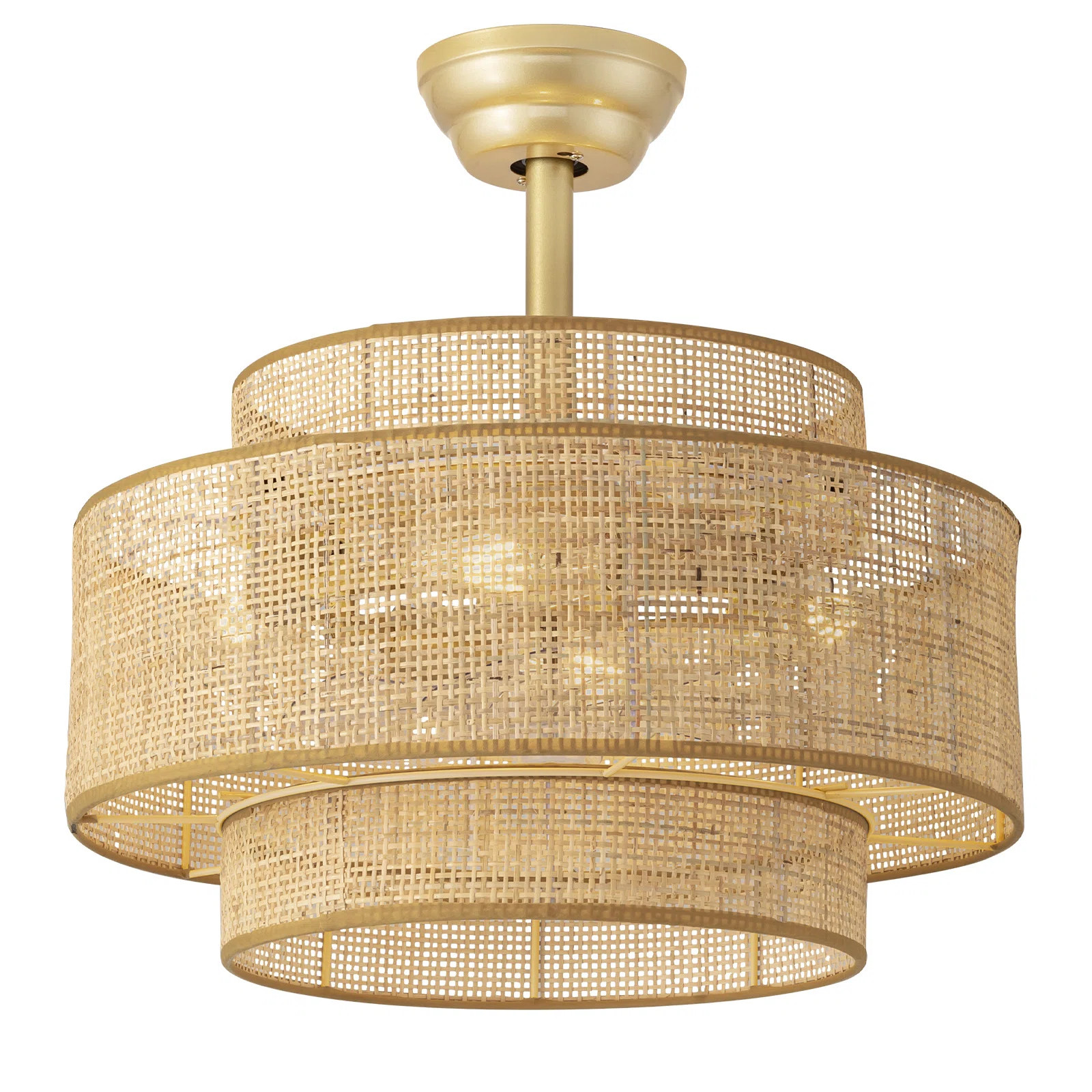 Dakota Fields Boho Fandelier Ceiling Fan with Light Rattan Chandelier Fan Remote Gold Caged Ceiling Fan with Light for Bedroom, Living Room Nursery Foyer Kitchen(6 Speed, Timing Adjustable Height) & Reviews | Wayfair | Wayfair North America