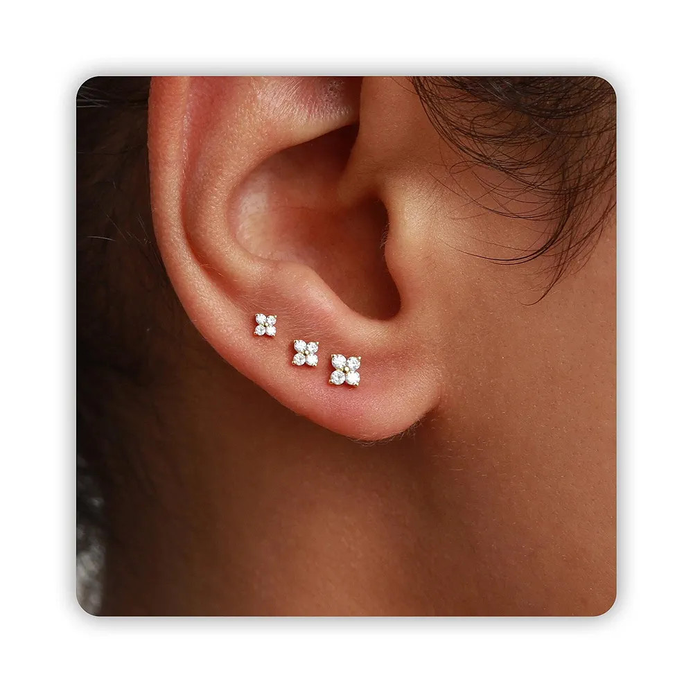 3 Pairs Small Gold Stud Earrings for Women, Tiny Cartilage Earrings Set for Multiple Piercing Dai... | Amazon (US)