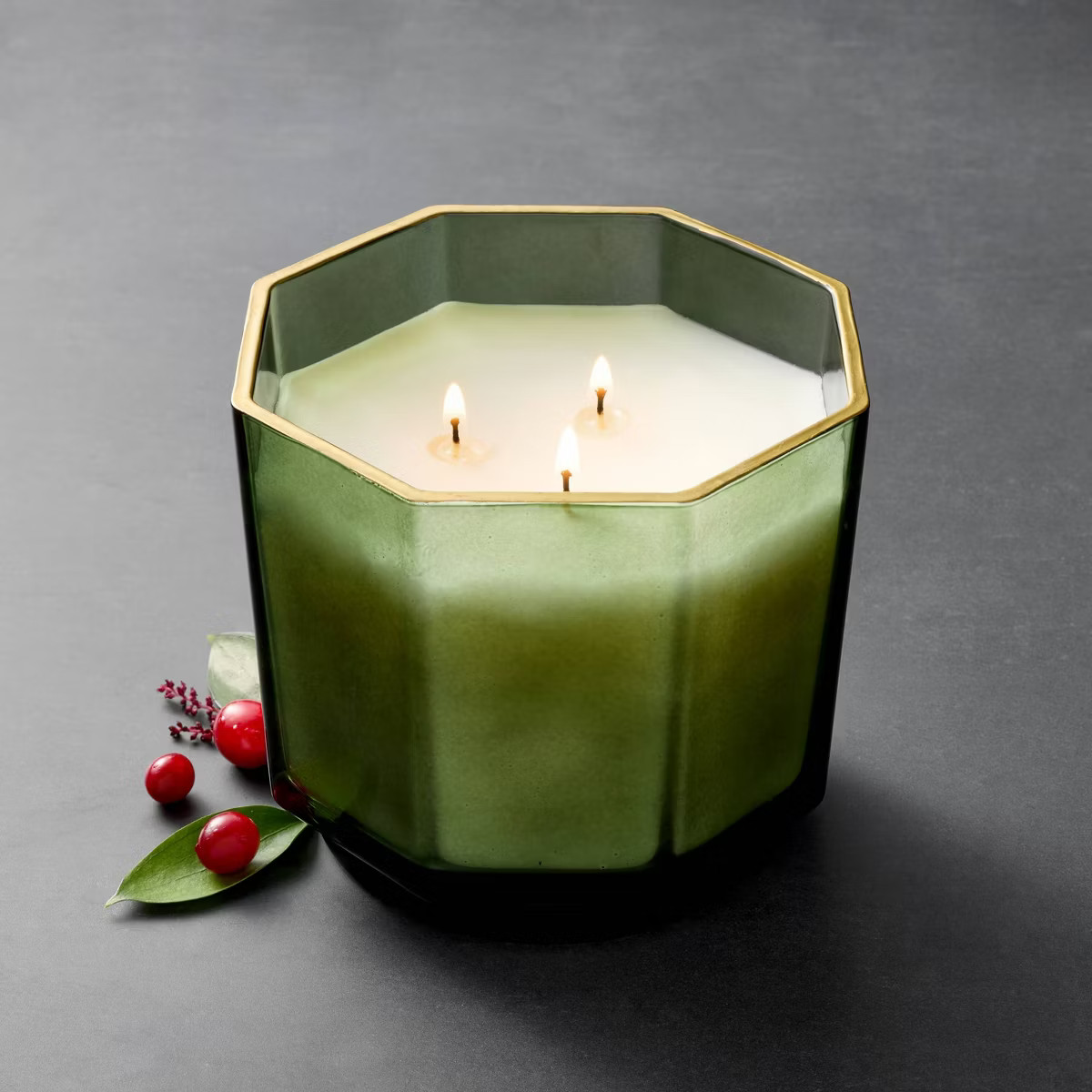 3-Wick Faceted Glass Mulled Cranberry Jar Candle 21oz - Threshold™ designed with Studio McGee | Target