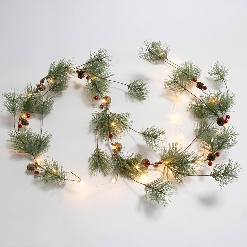 LLZLL Garland Christmas Decorations 6.5 Feet Artificial Christmas Garland with Lights Battery Ope... | Amazon (US)